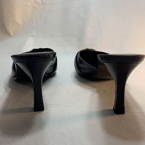 Nine West Black 3 Inch Heel Leather Upper Sexy Slimming Pointed Toe Woman 8 Med - Picture 3 of 11